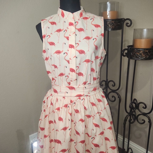 Chicwish Coral Flamingo Print Dress - Picture 4 of 7